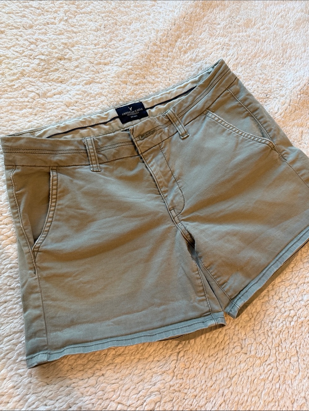 American Eagle Outfitters Midi Olive Green Women’s Cotton Shorts